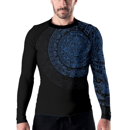 Aztec Blue Mens Long Sleeve Compression Shirt