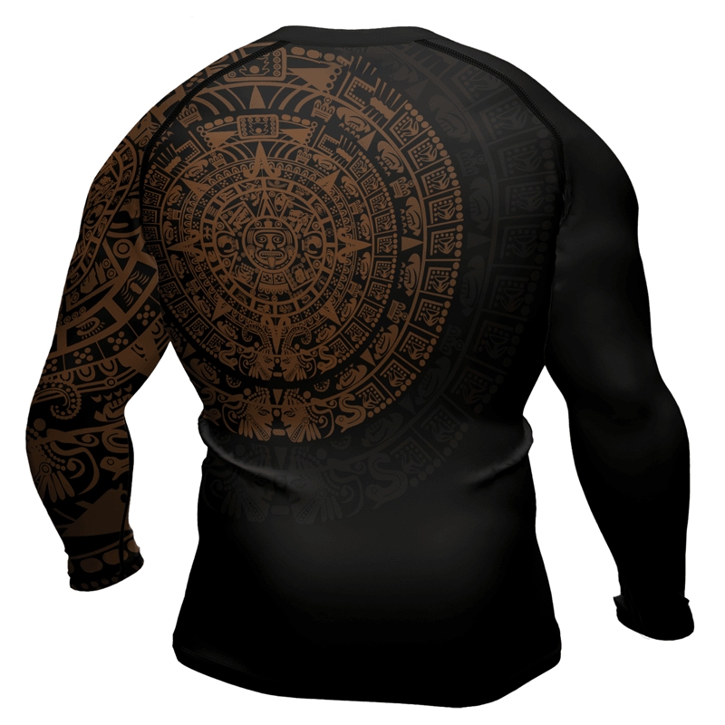 Aztec Brown Mens Long Sleeve Compression Shirt