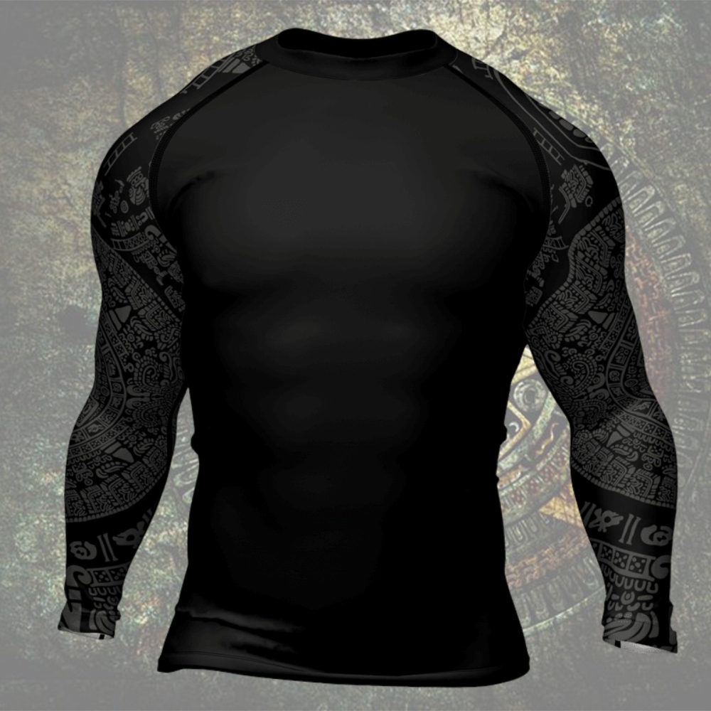 Aztec Chief Skull Mens Long Sleeve Compression Shirt
