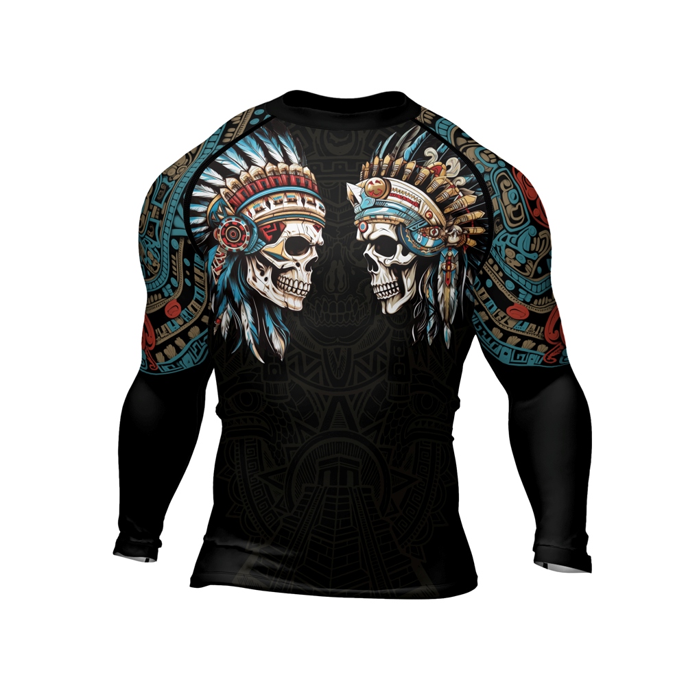Aztec High Chief Skull Mens Long Sleeve Compression Shirt