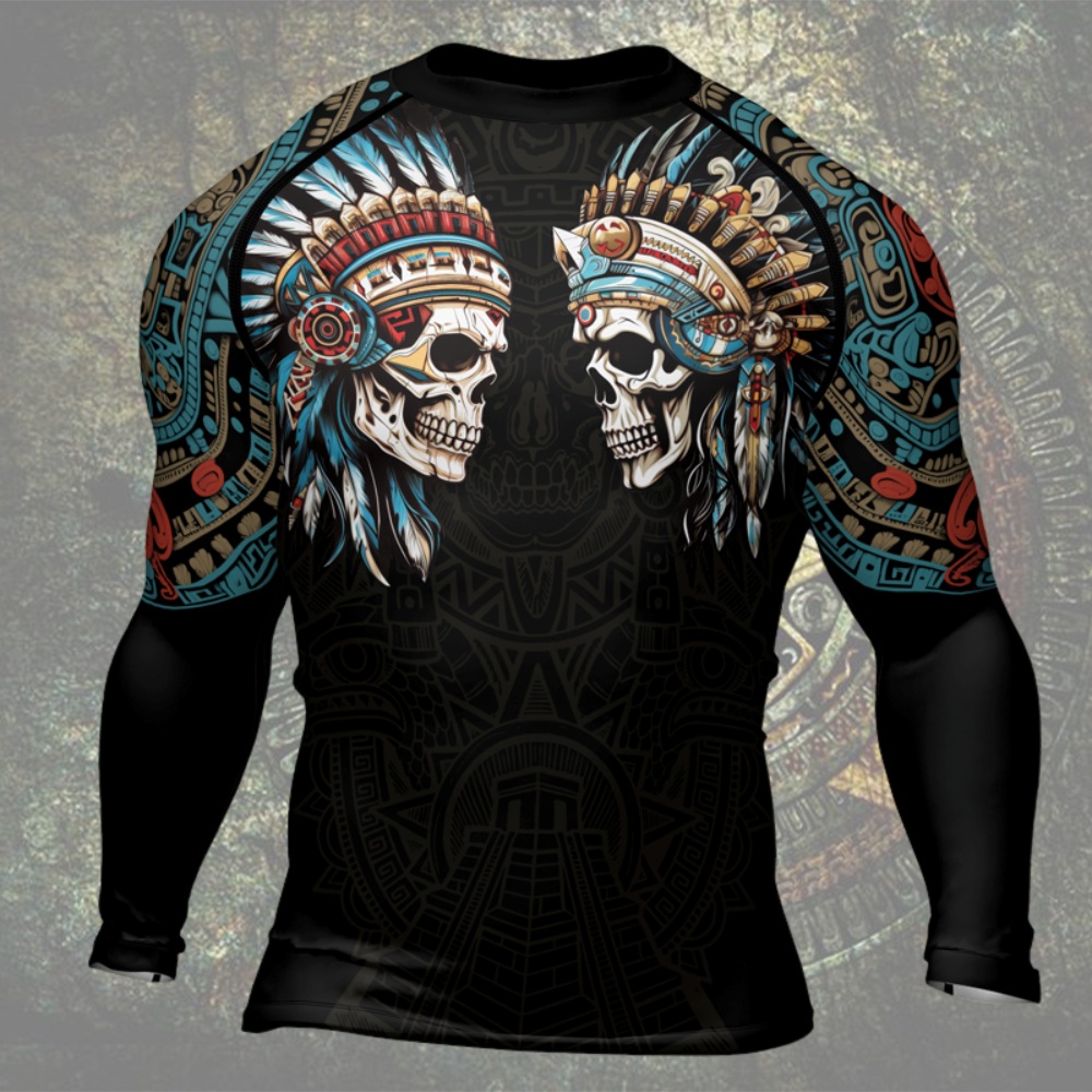 Aztec High Chief Skull Mens Long Sleeve Compression Shirt