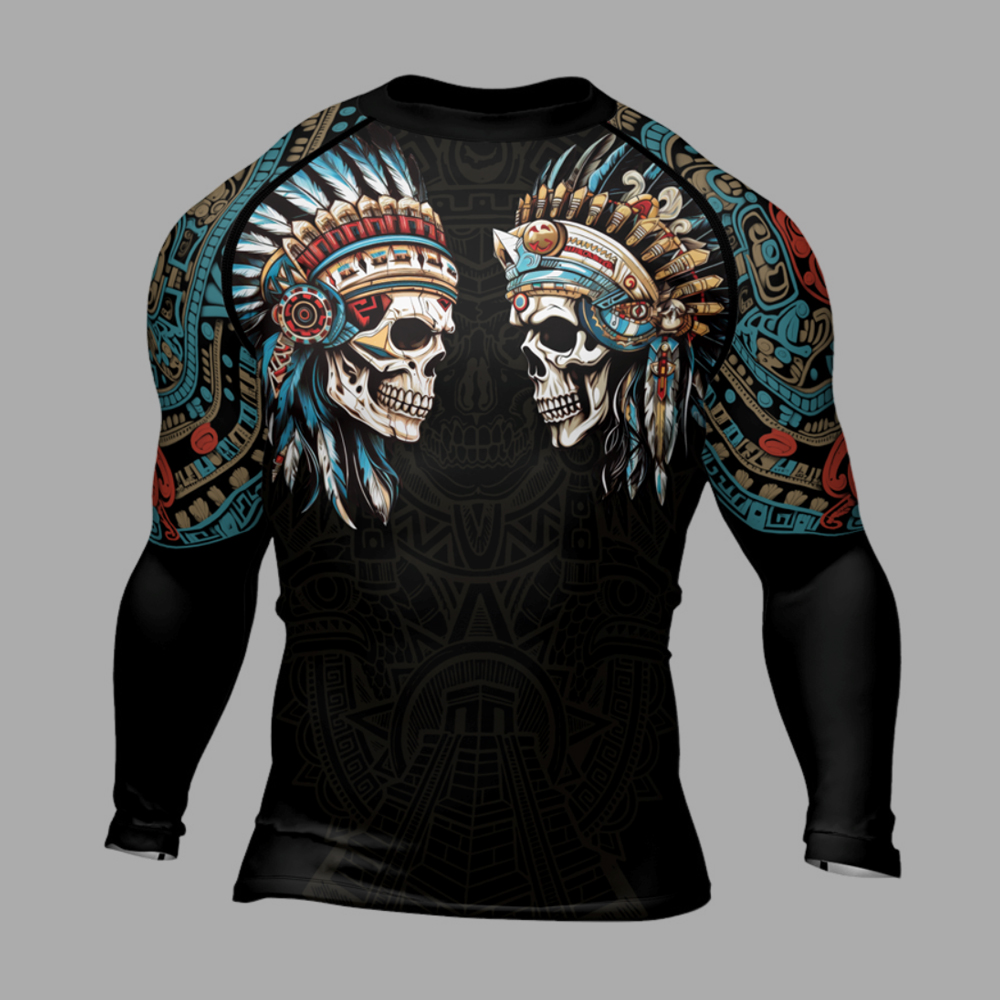 Aztec High Chief Skull Mens Long Sleeve Compression Shirt