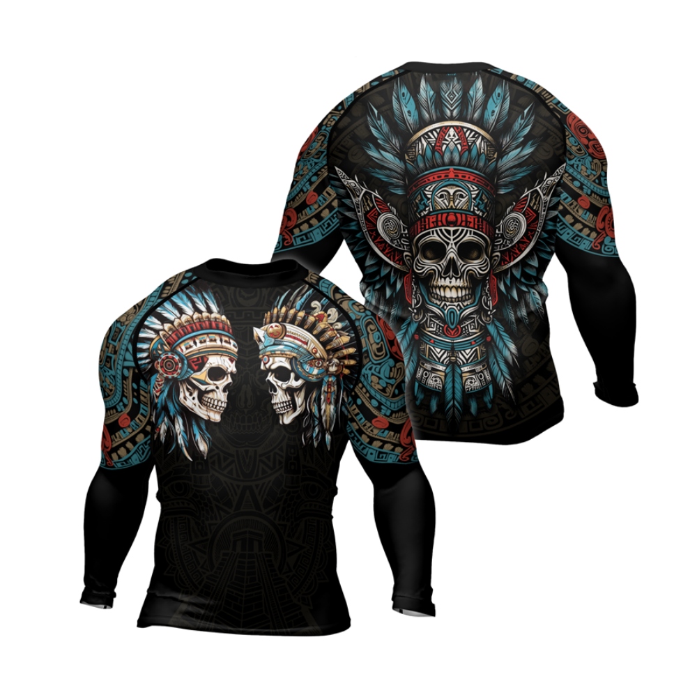 Aztec High Chief Skull Mens Long Sleeve Compression Shirt