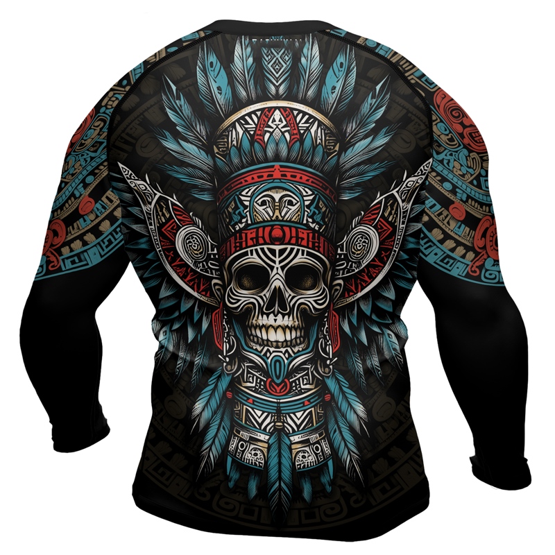 Aztec High Chief Skull Mens Long Sleeve Compression Shirt