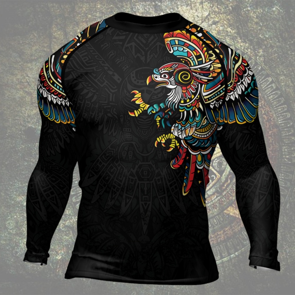Aztec Hunting Eagle Mens Long Sleeve Compression Shirt