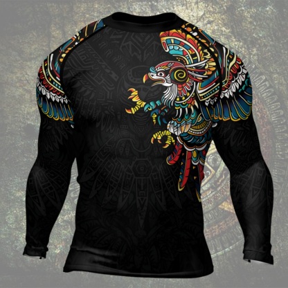 Aztec Hunting Eagle Mens Long Sleeve Compression Shirt