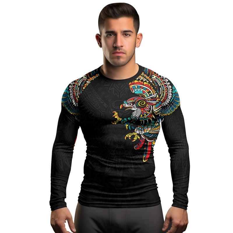 Aztec Hunting Eagle Mens Long Sleeve Compression Shirt