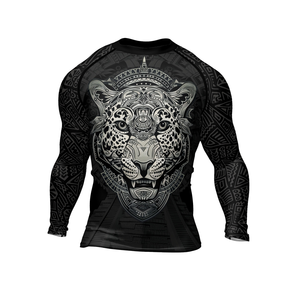 Aztec Hunting Jaguar Mens Long Sleeve Compression Shirt