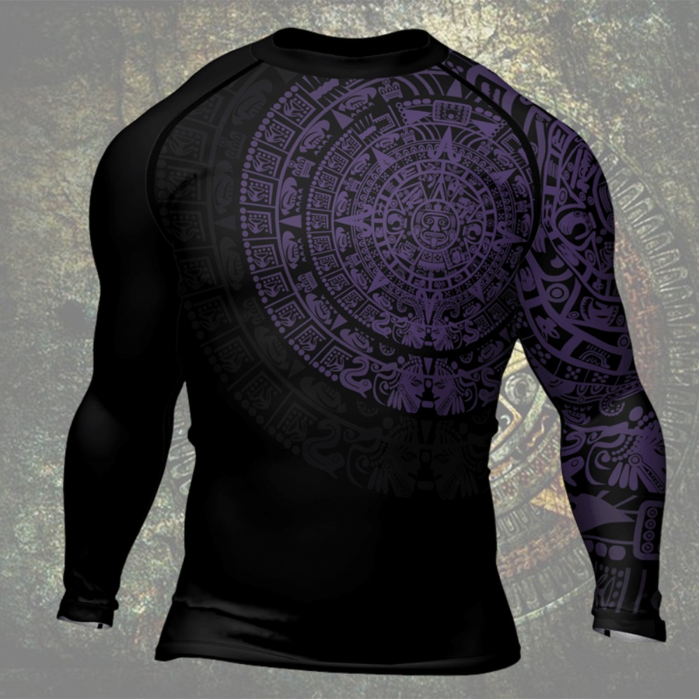 Aztec Purple Mens Long Sleeve Compression Shirt