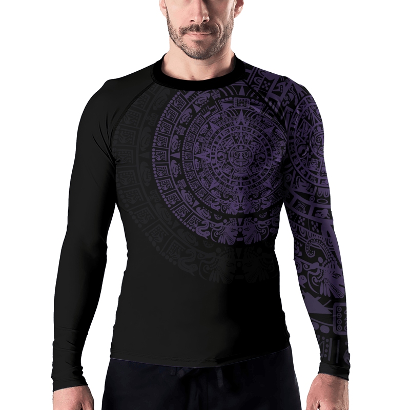 Aztec Purple Mens Long Sleeve Compression Shirt