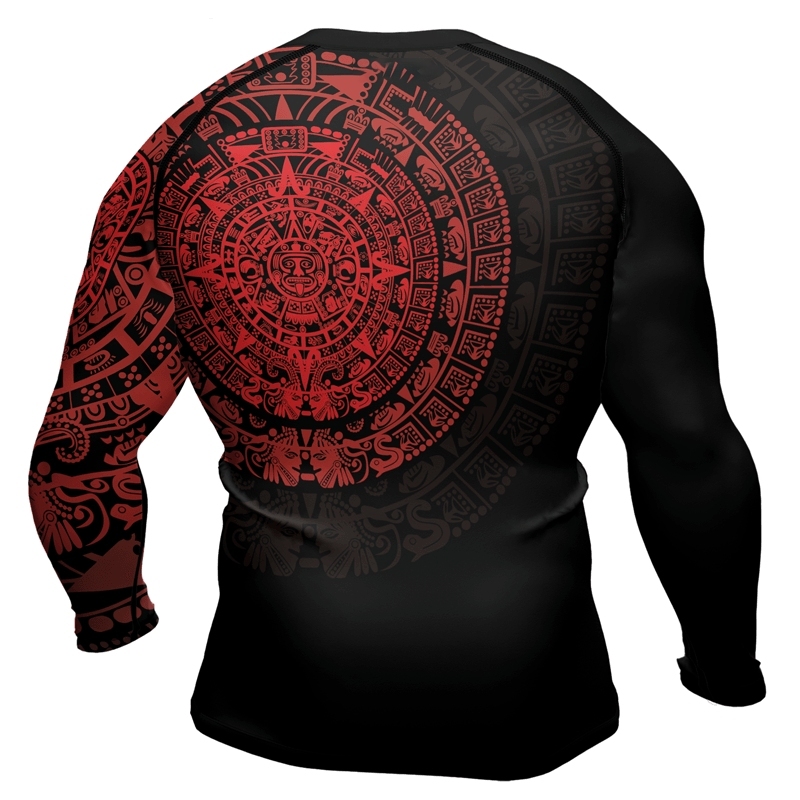 Aztec Red Mens Long Sleeve Compression Shirt