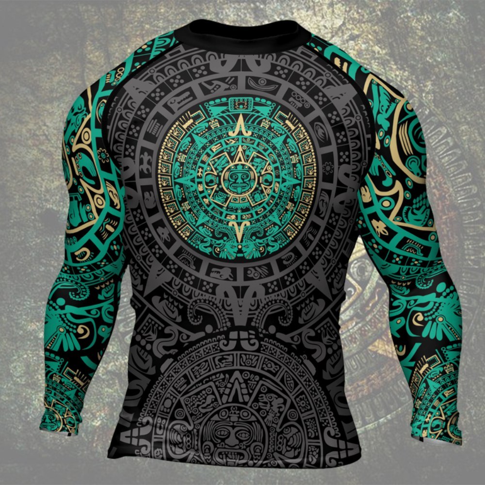 Aztec Sun Mens Long Sleeve Compression Shirt