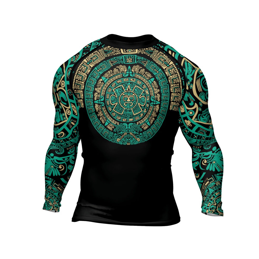 Aztec Sun Stone Mens Long Sleeve Compression Shirt
