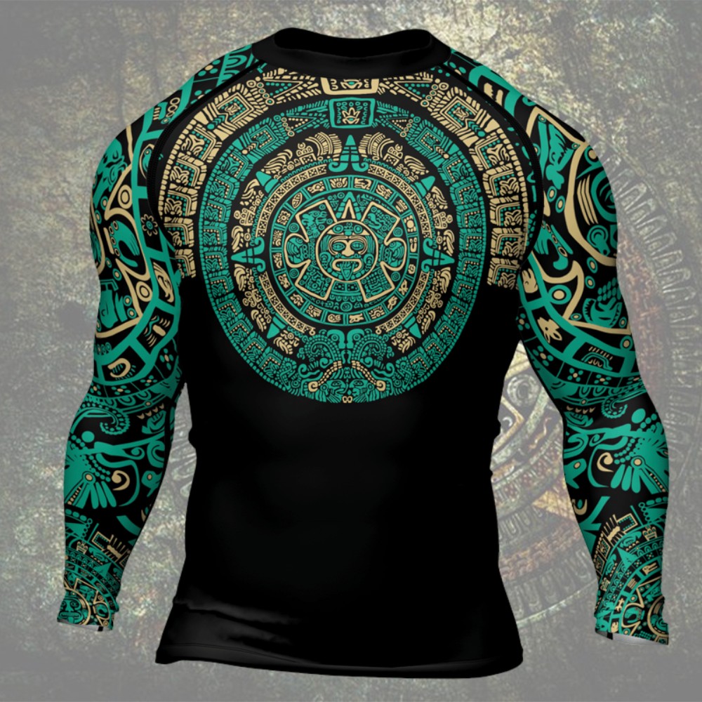 Aztec Sun Stone Mens Long Sleeve Compression Shirt