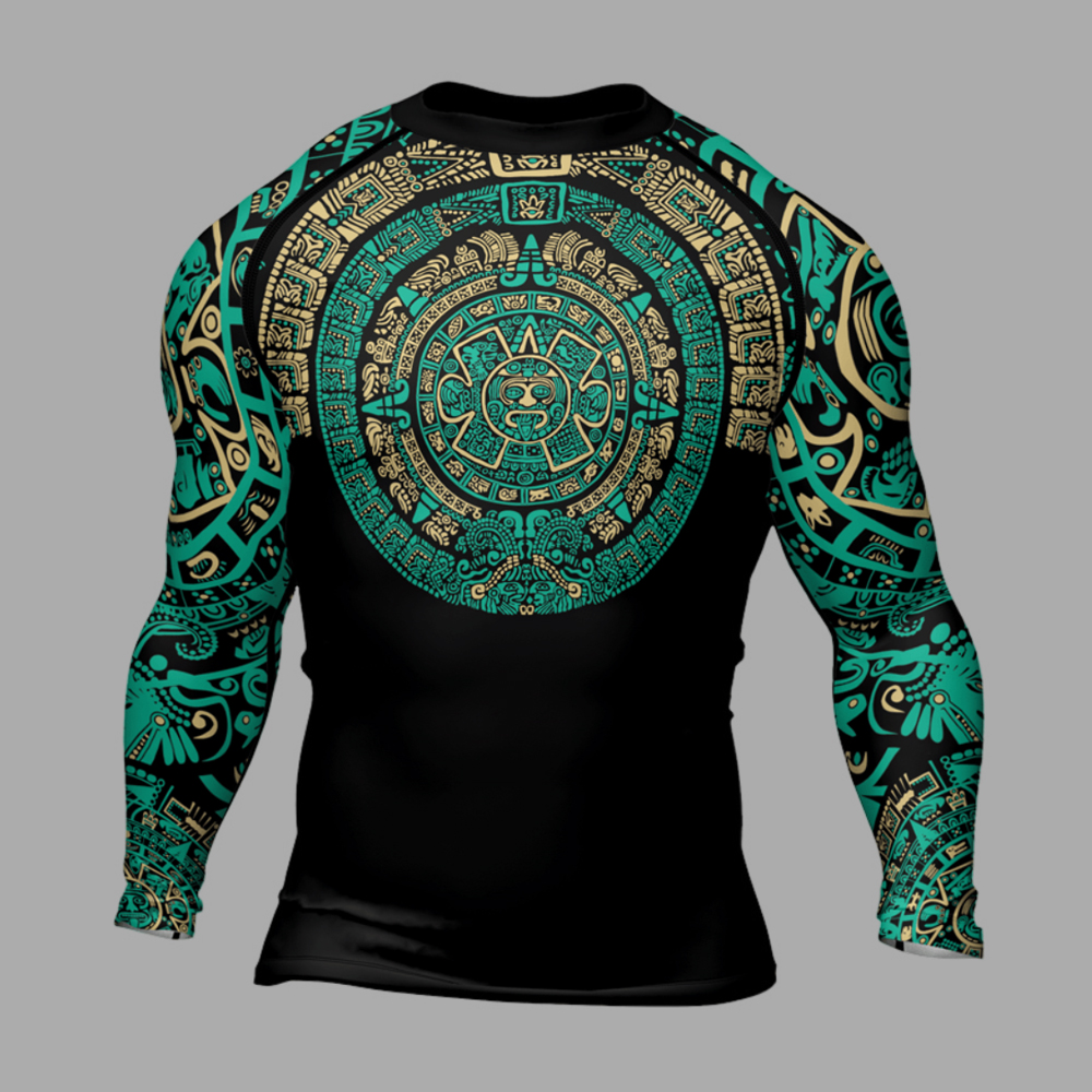 Aztec Sun Stone Mens Long Sleeve Compression Shirt
