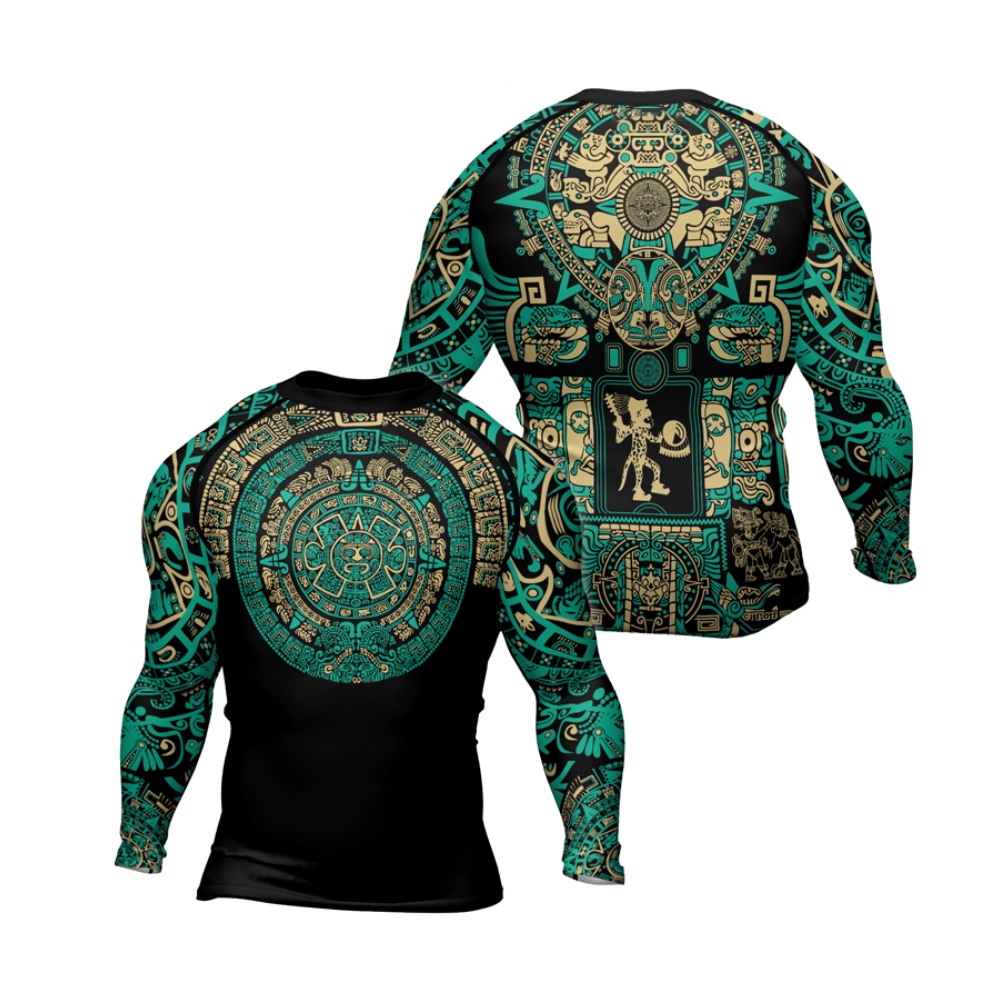 Aztec Sun Stone Mens Long Sleeve Compression Shirt