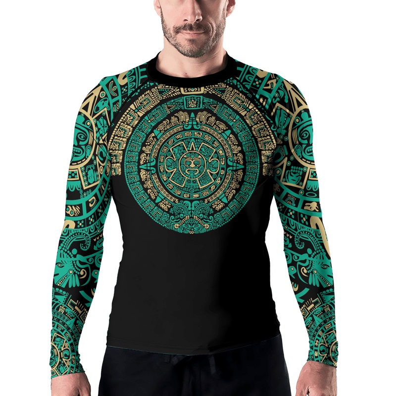 Aztec Sun Stone Mens Long Sleeve Compression Shirt