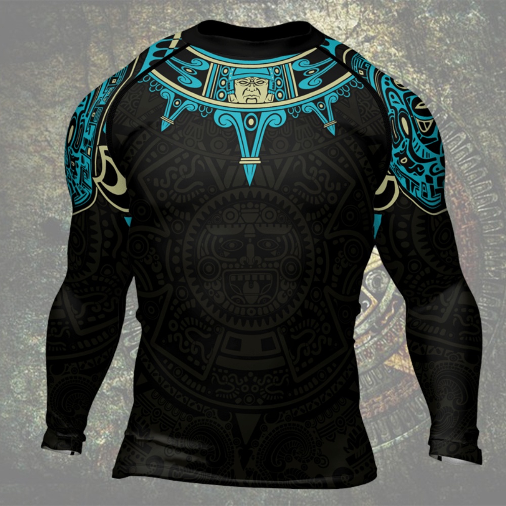 Aztec Sun Symbol Mens Long Sleeve Compression Shirt