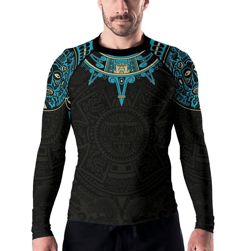 Aztec Sun Symbol Mens Long Sleeve Compression Shirt