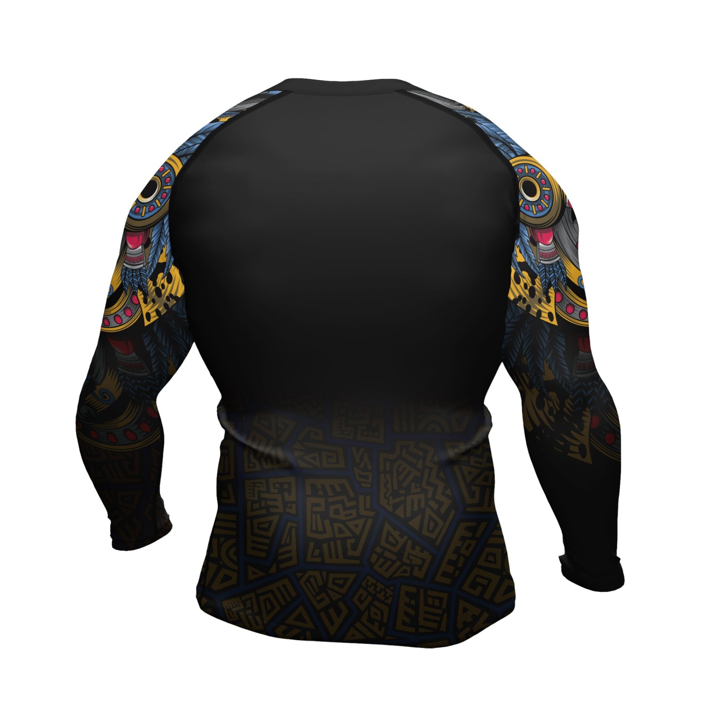 Aztec Tribal Jaguar Mens Long Sleeve Compression Shirt