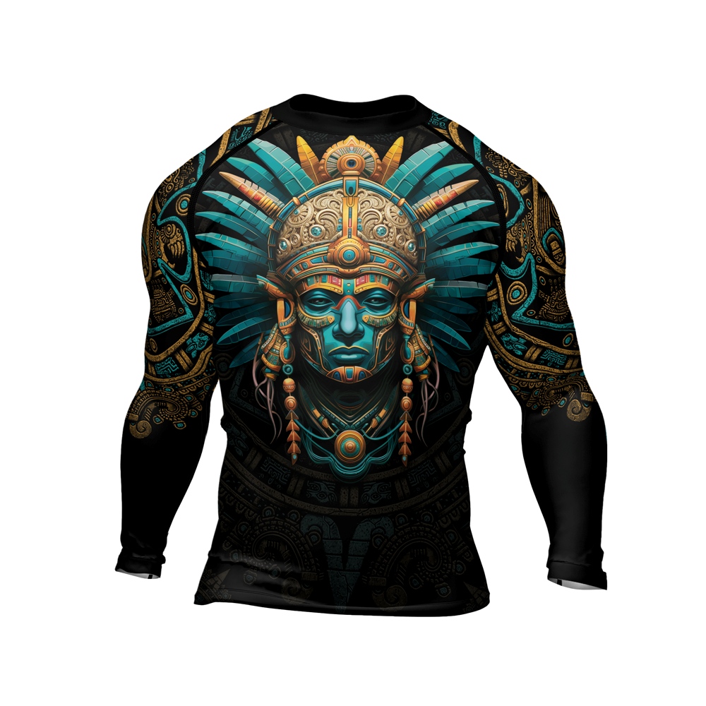 Aztec Tribal Leader Mens Long Sleeve Compression Shirt