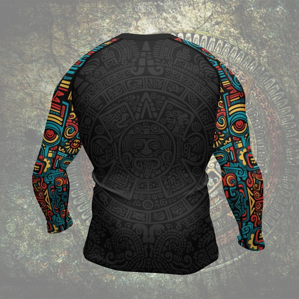 Aztec Tribal Pattern Mens Long Sleeve Compression Shirt