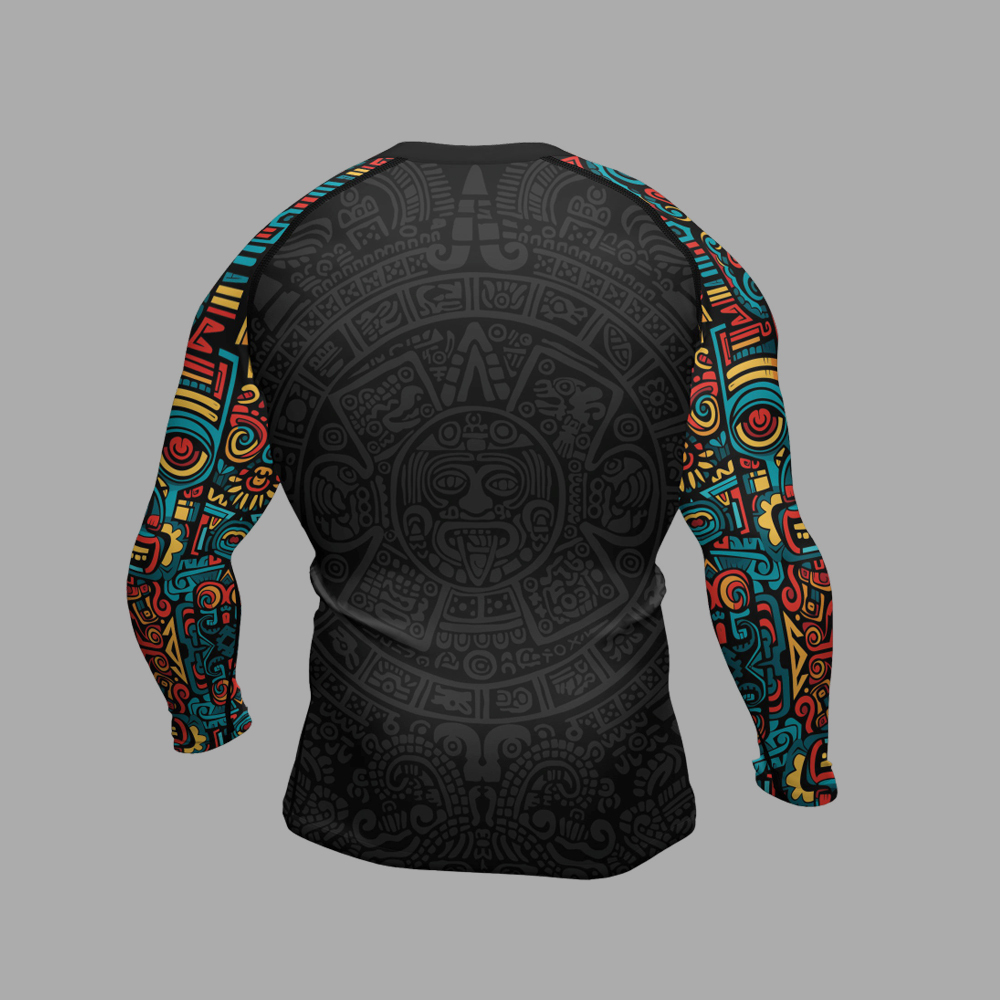 Aztec Tribal Pattern Mens Long Sleeve Compression Shirt