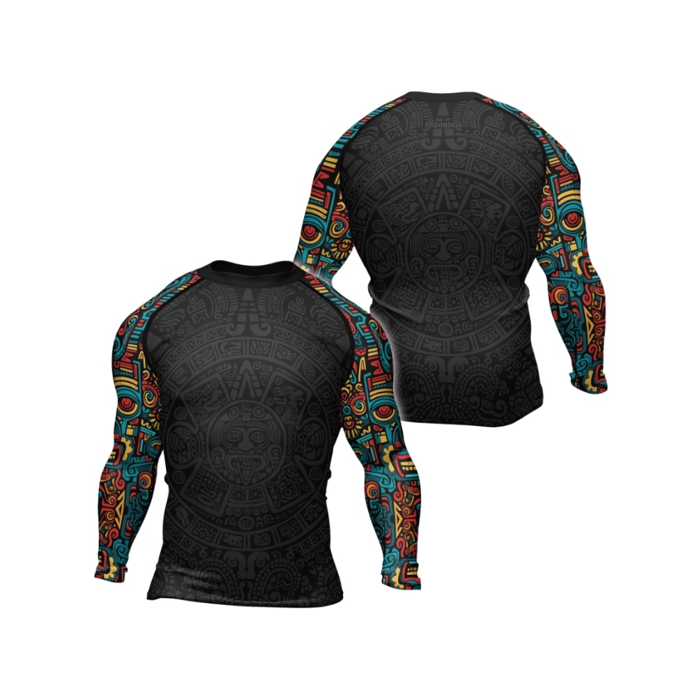 Aztec Tribal Pattern Mens Long Sleeve Compression Shirt