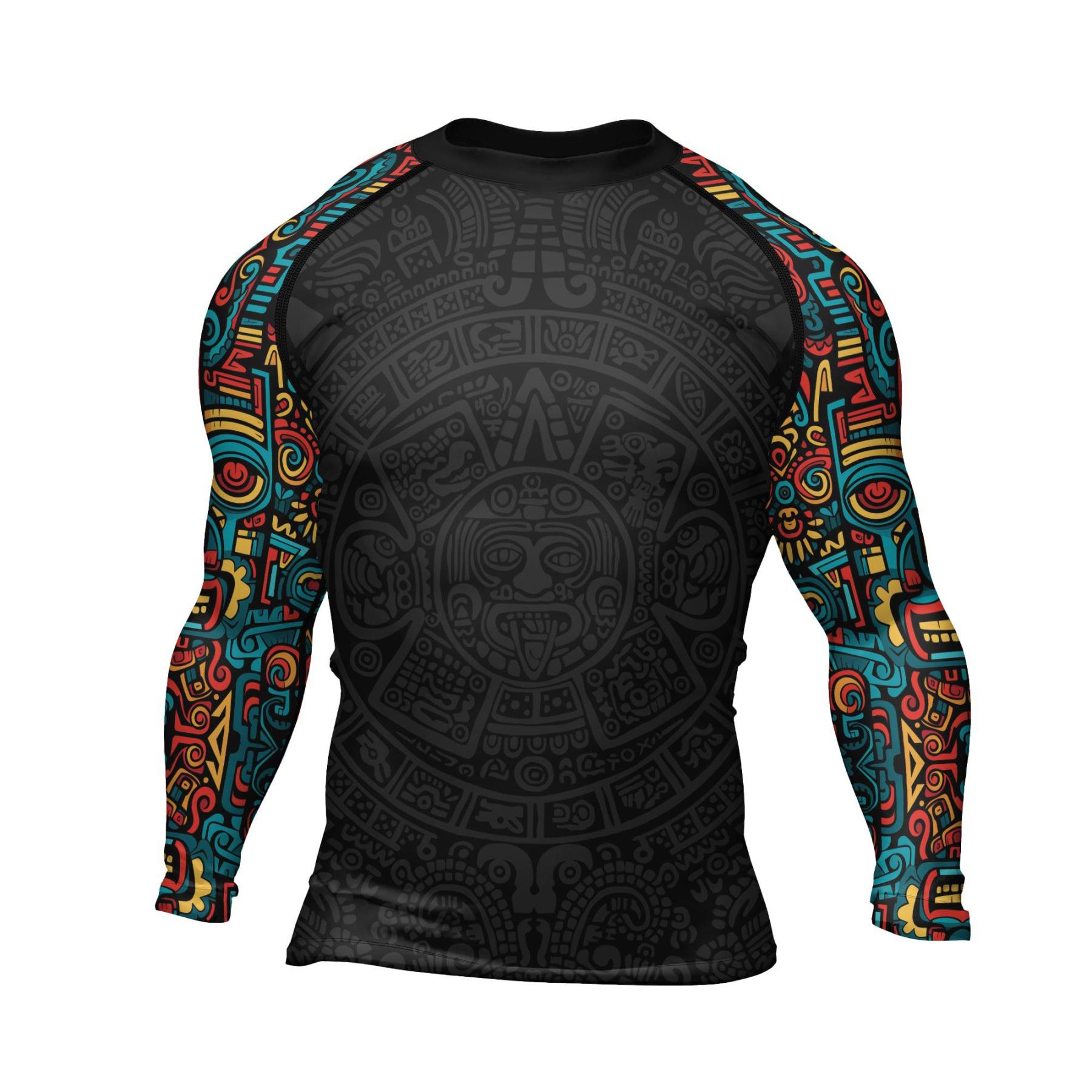 Aztec Tribal Pattern Mens Long Sleeve Compression Shirt