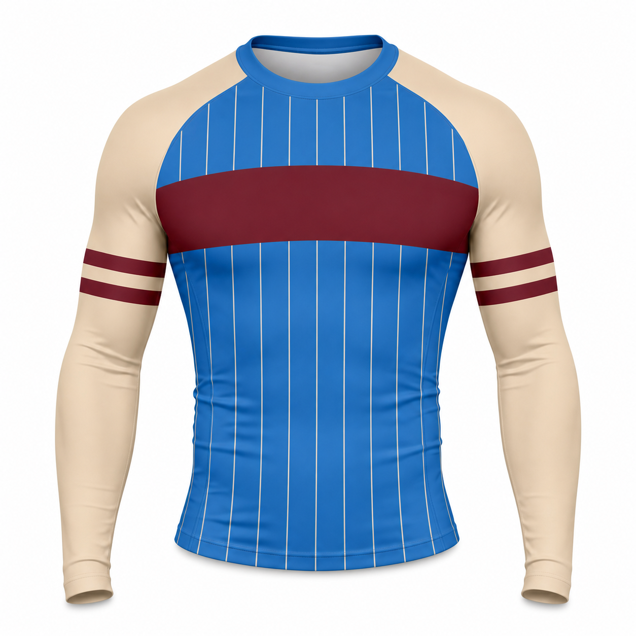 Azure Sandstone Coastal Customizable Long Sleeve Compression Shirt front customization preview