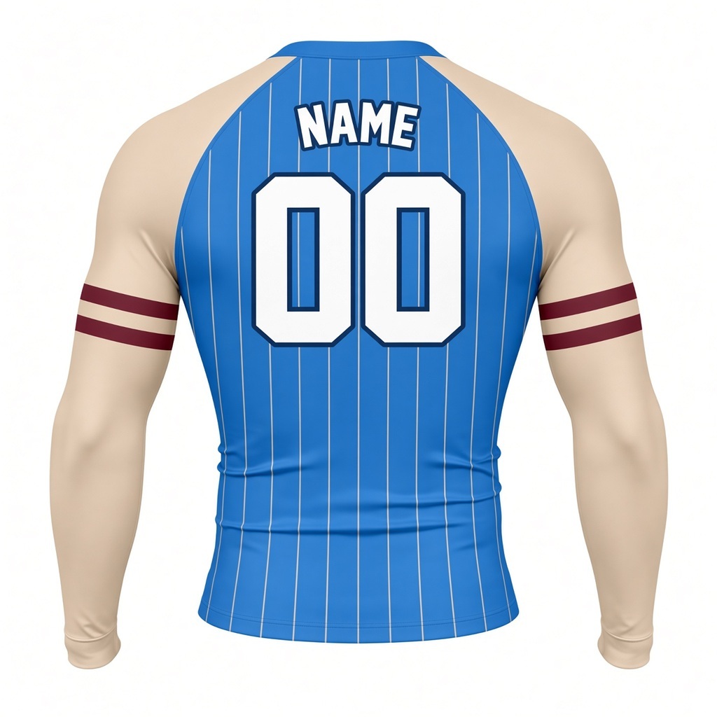 Azure Sandstone Coastal Customizable Long Sleeve Compression Shirt back customization preview