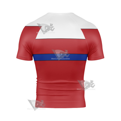 B Daman Riki Ryugasaki Red Cosplay Short Sleeve Compression Shirt