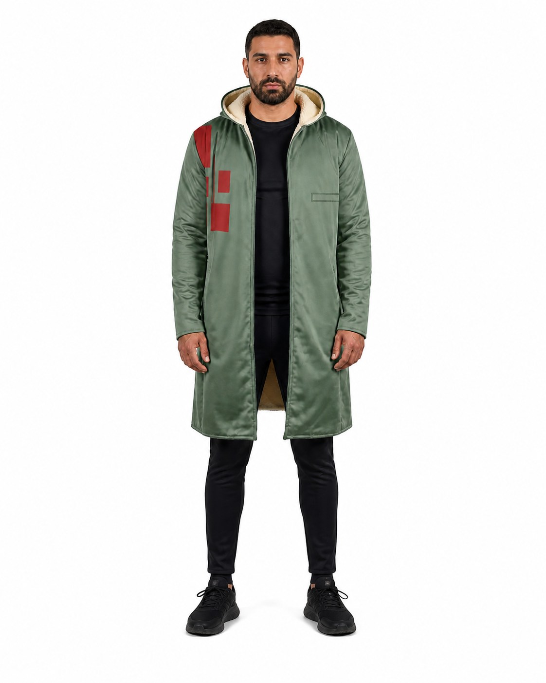 Model wearing the real store Dream Cloak front design