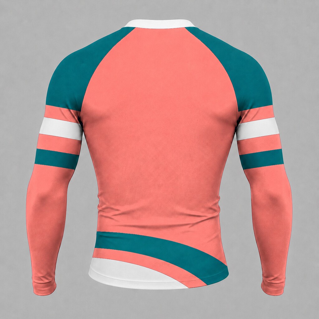 Salmon Lower Arc Rails Red Customizable Long Sleeve Compression Shirt back customization preview