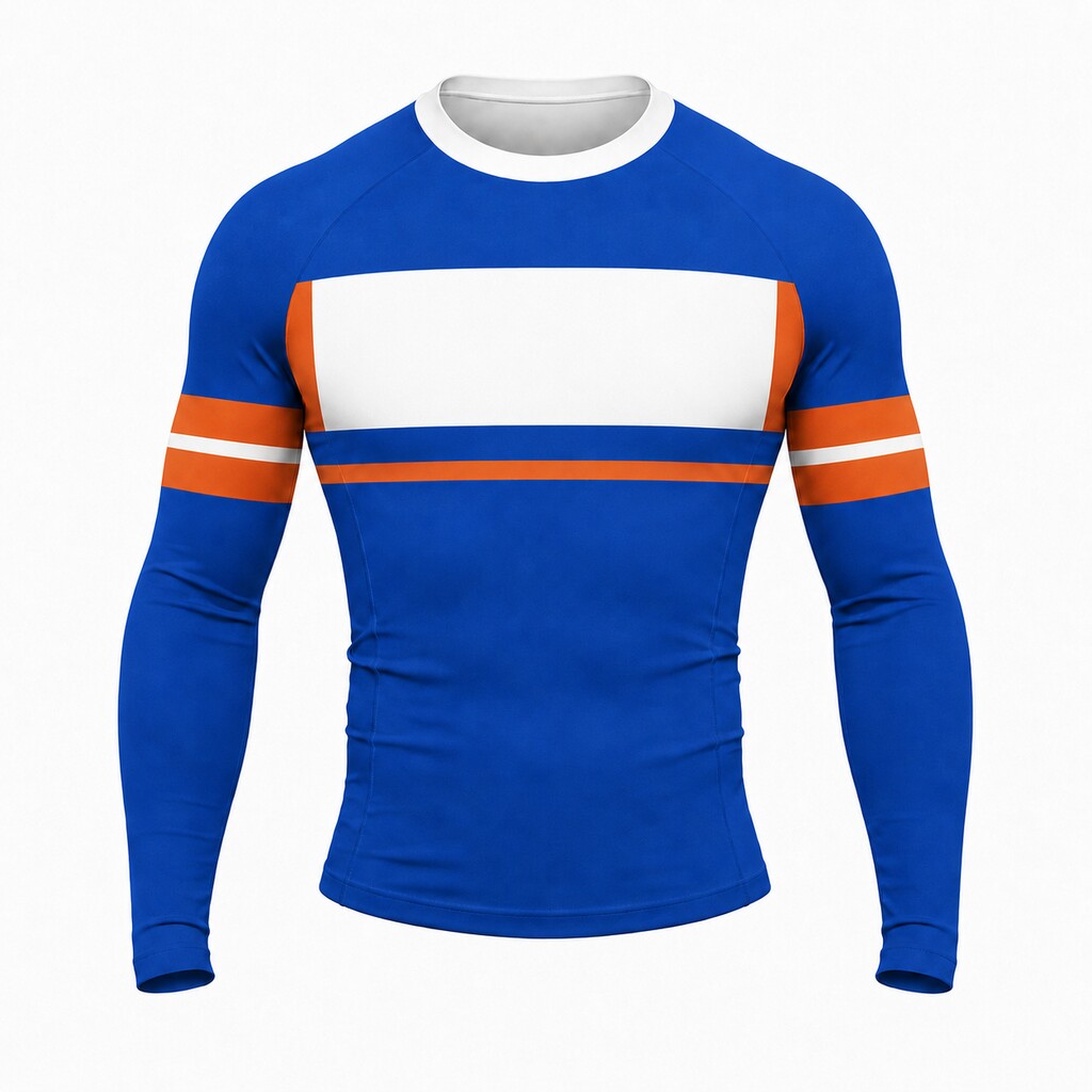 Basepath Bridge Band Royal Blue Customizable Long Sleeve Compression Shirt front customization preview
