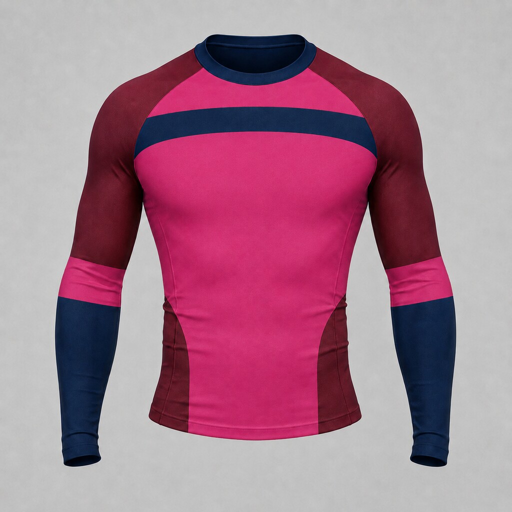 Raspberry Shoulder Cap Bridge Pink Customizable Long Sleeve Compression Shirt front customization preview