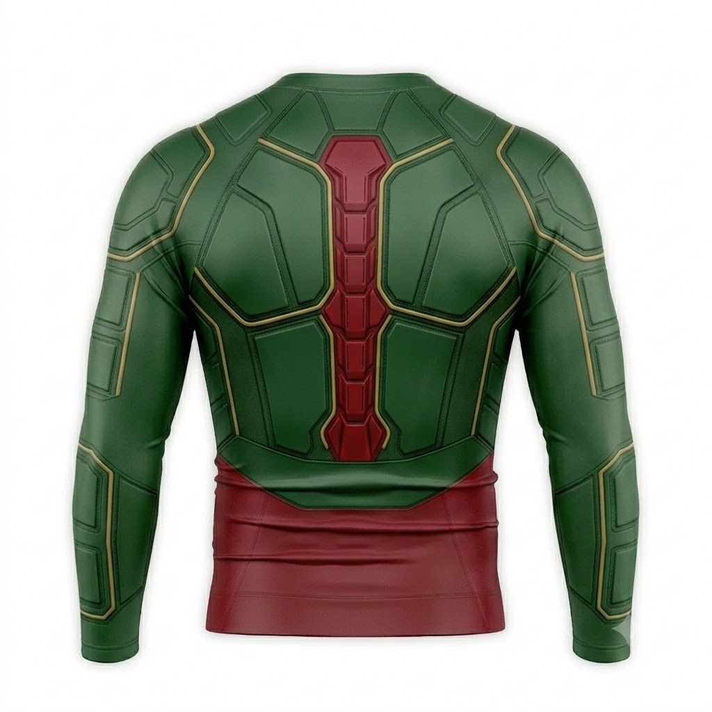 Damian Wayne Robin Superhero Signal Storm Contrast Grid Emerald Black Long Sleeve Compression Shirt
