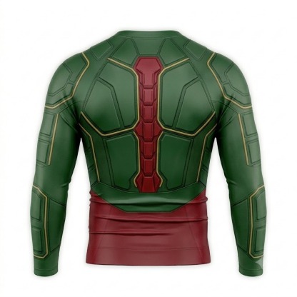 Damian Wayne Robin Superhero Signal Storm Contrast Grid Emerald Black Long Sleeve Compression Shirt