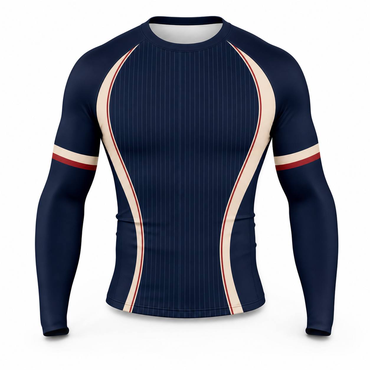 Baseball Navy Ivory Long Sleeve Compression Shirt front customization preview