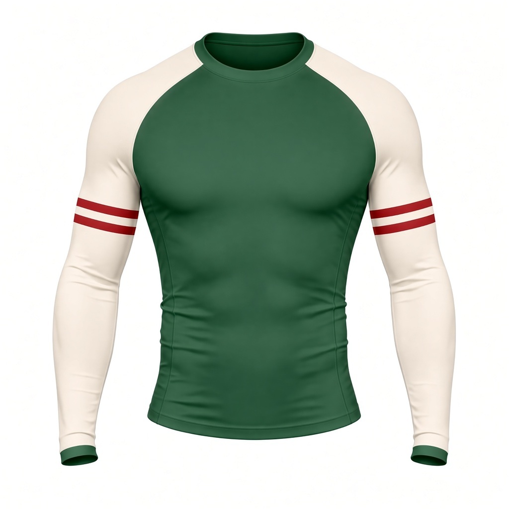 Basil Cream Daylight Customizable Long Sleeve Compression Shirt front customization preview
