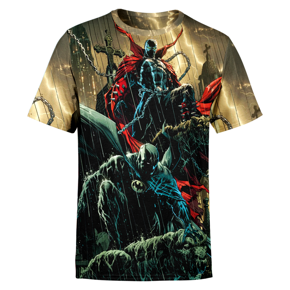 Batman And Spawn All Over Print Superpower Heroes T-Shirt