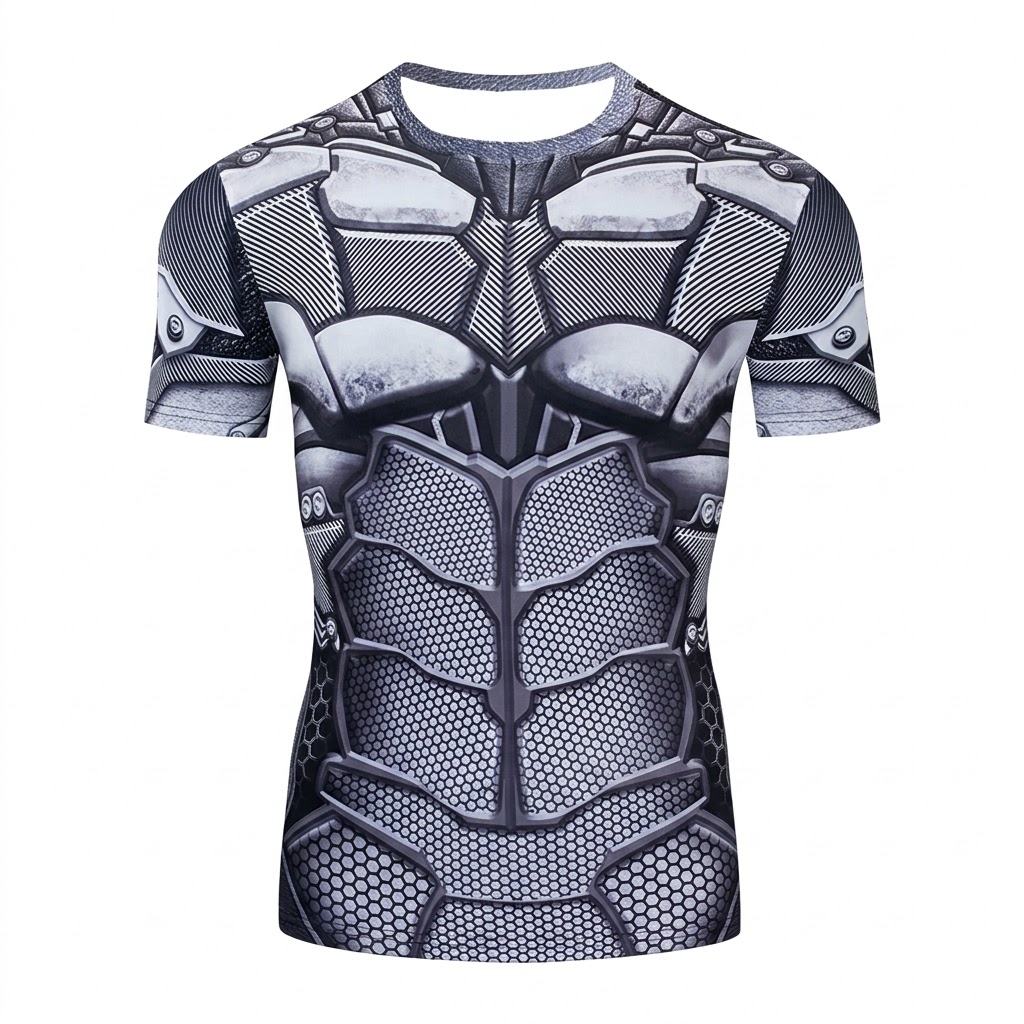 Batman Armor Blue Black Short Sleeve Compression Shirt