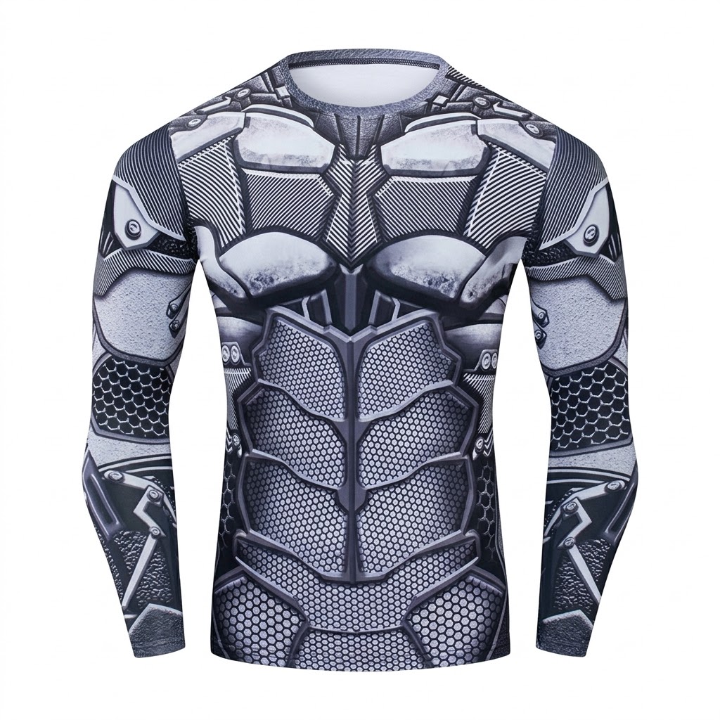 Batman Armor Blue Purple Long Sleeve Compression Shirt
