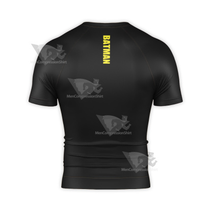 Batman Black Torn Clothing Badge Short Sleeve Compression Shirt