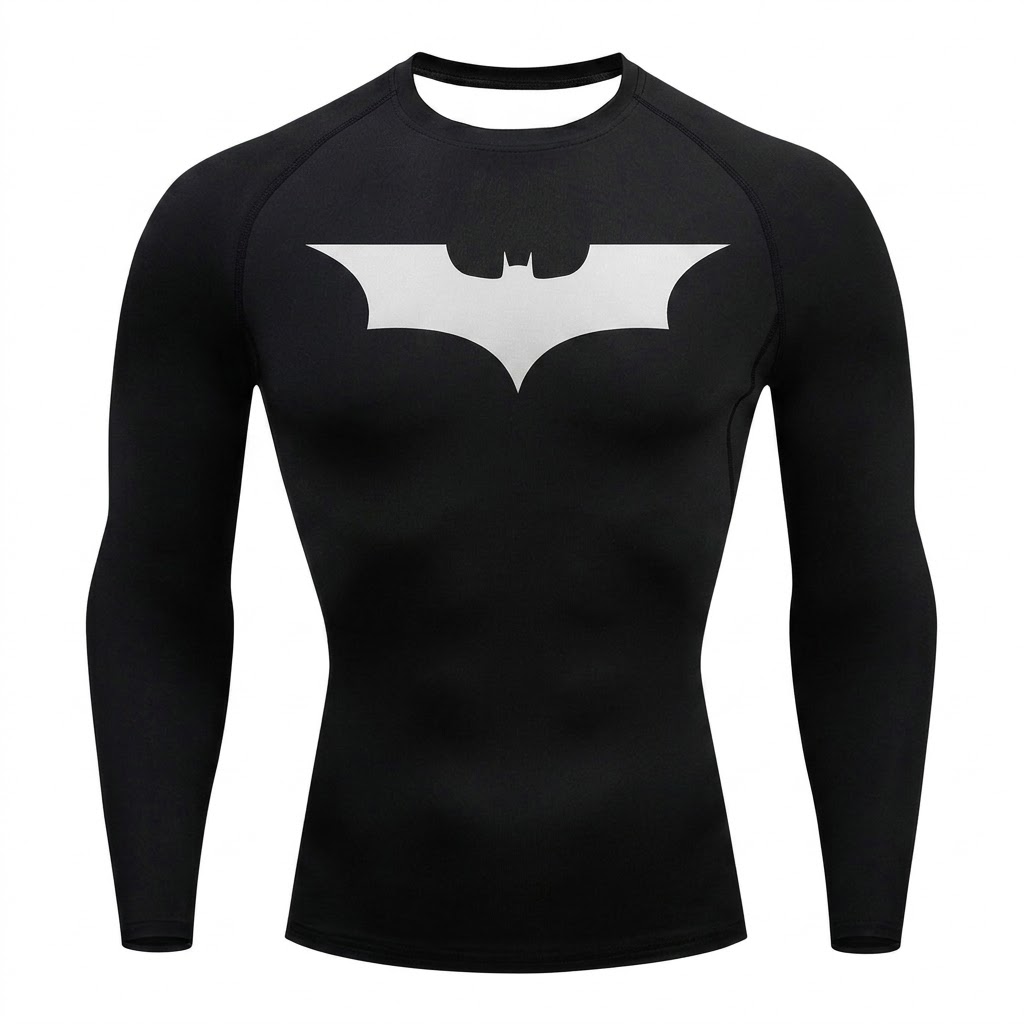 Batman Begins Black Gray Long Sleeve Compression Shirt
