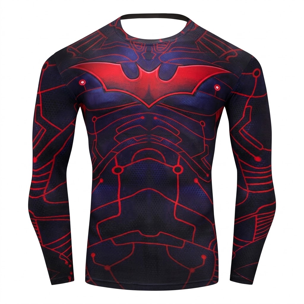 Batman Beyond Mk2 Red Pink Long Sleeve Compression Shirt