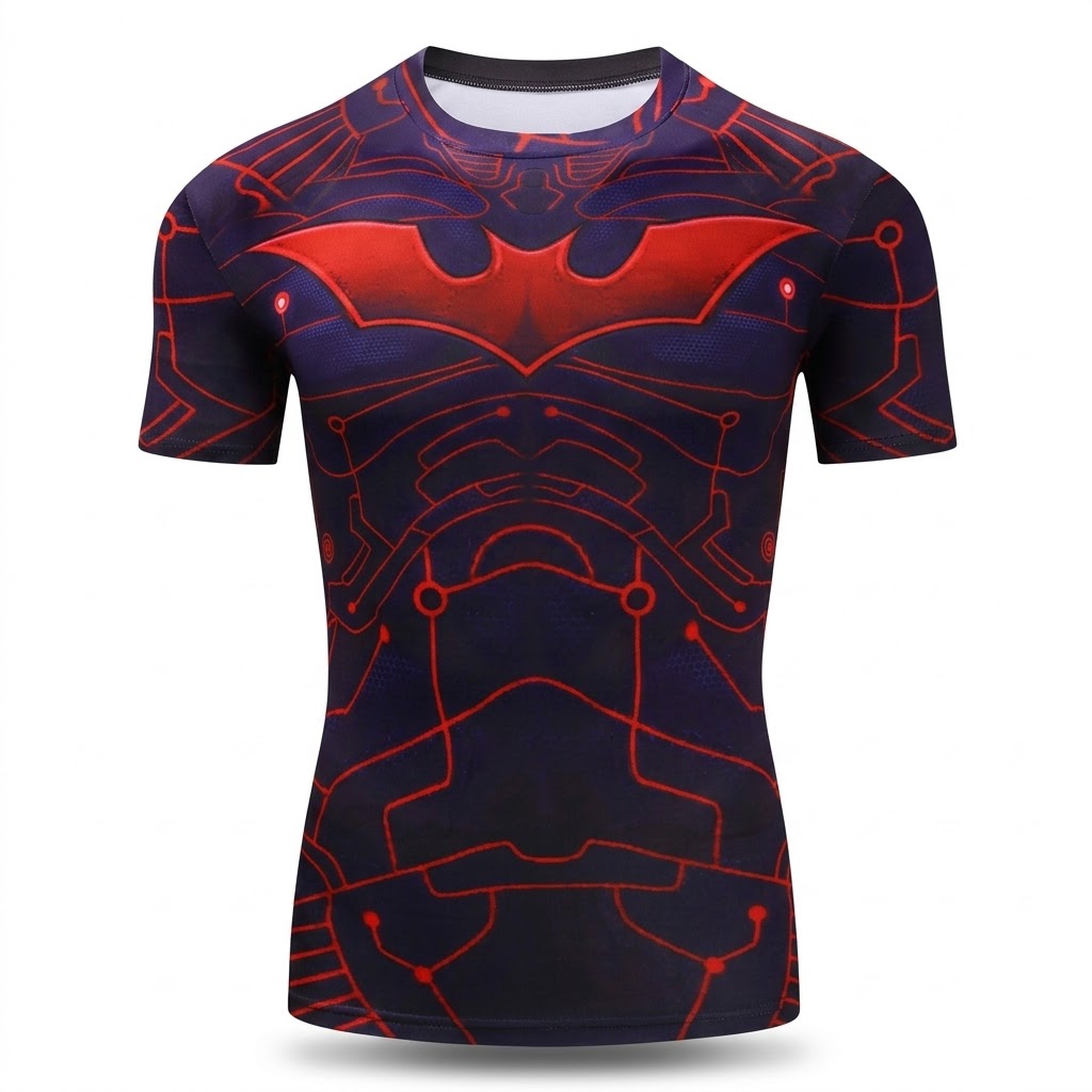 Batman Beyond Mk2 Red Purple Short Sleeve Compression Shirt