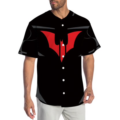 Batman Beyond Red Symbol Black Suit Baseball Jersey