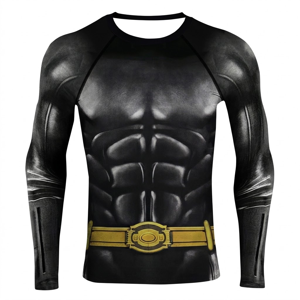 Batman Crusader Yellow Orange Long Sleeve Compression Shirt