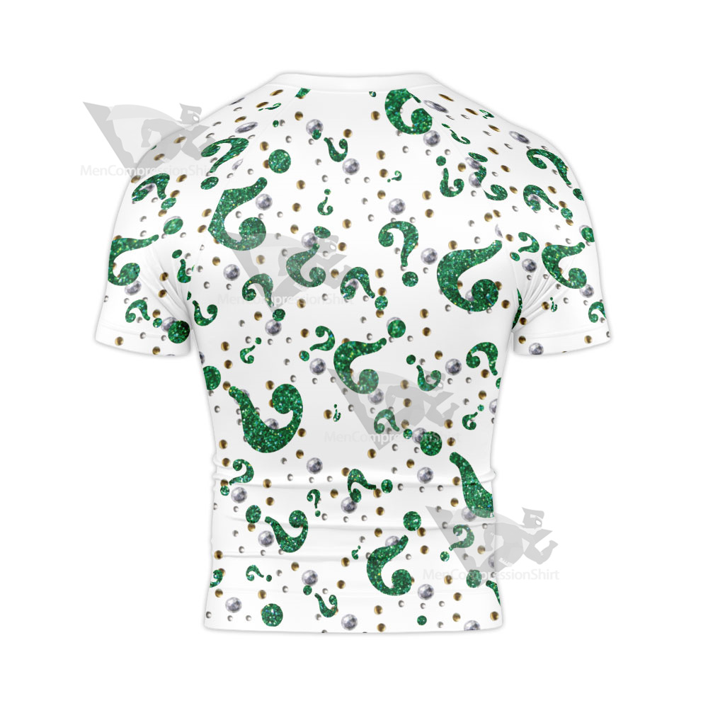 Batman Forever Riddler Rhinestone Hero Suit Rash Guard Compression Shirt